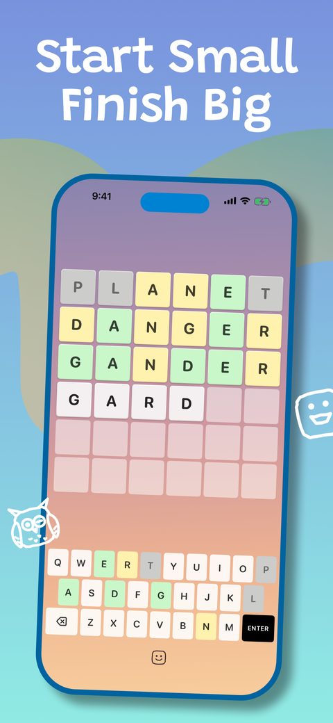 Start small, finish big: a six-letter level at dusk